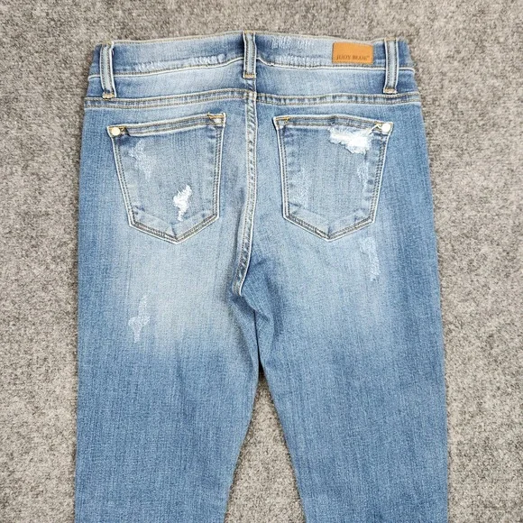 Judy Blue Jeans Womens 5/27 HighRise Skinny Fit Blue Leopard Stretch Denim Pants - Picture 5 of 14